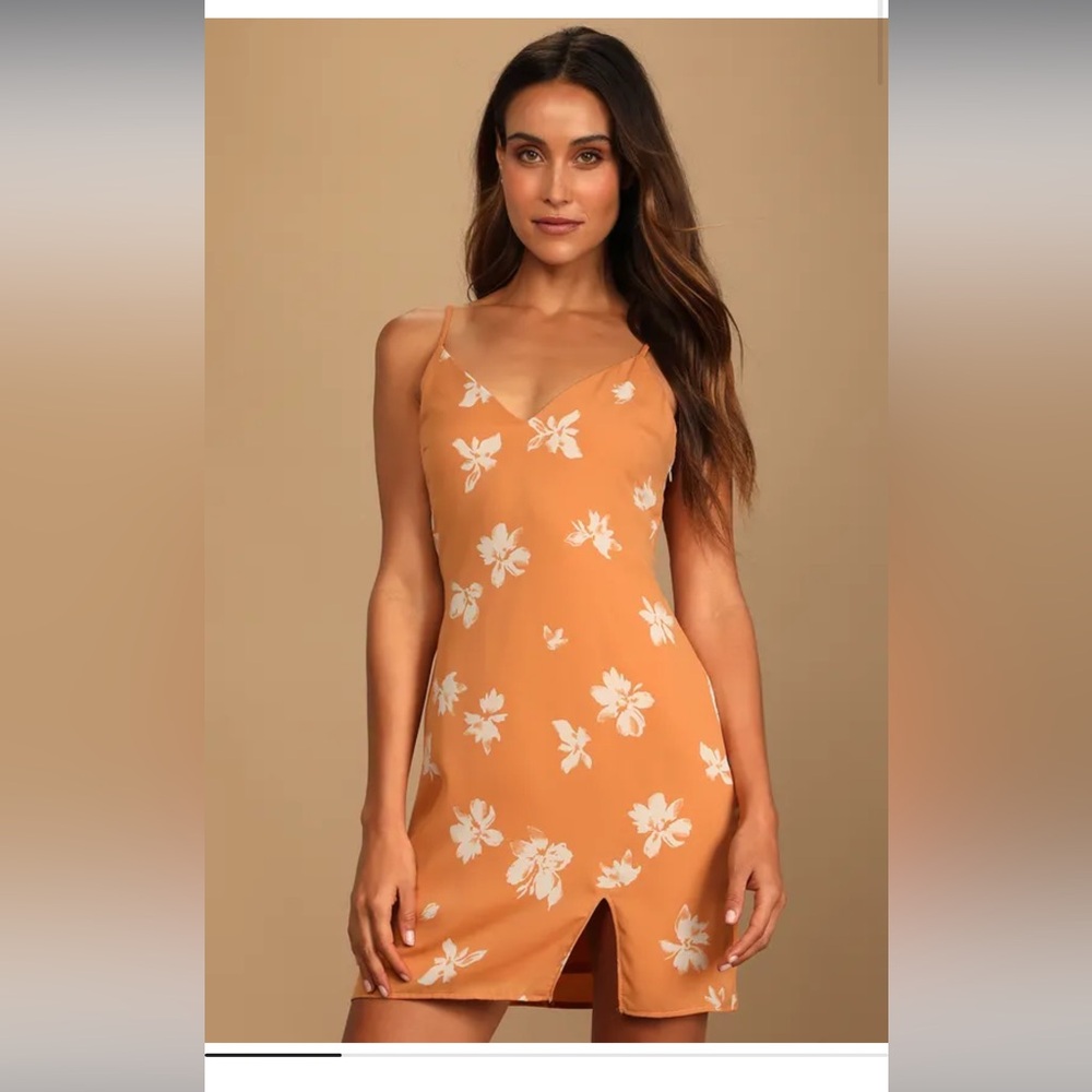 Garden Orange Floral Print Sleeveless Shift Dress